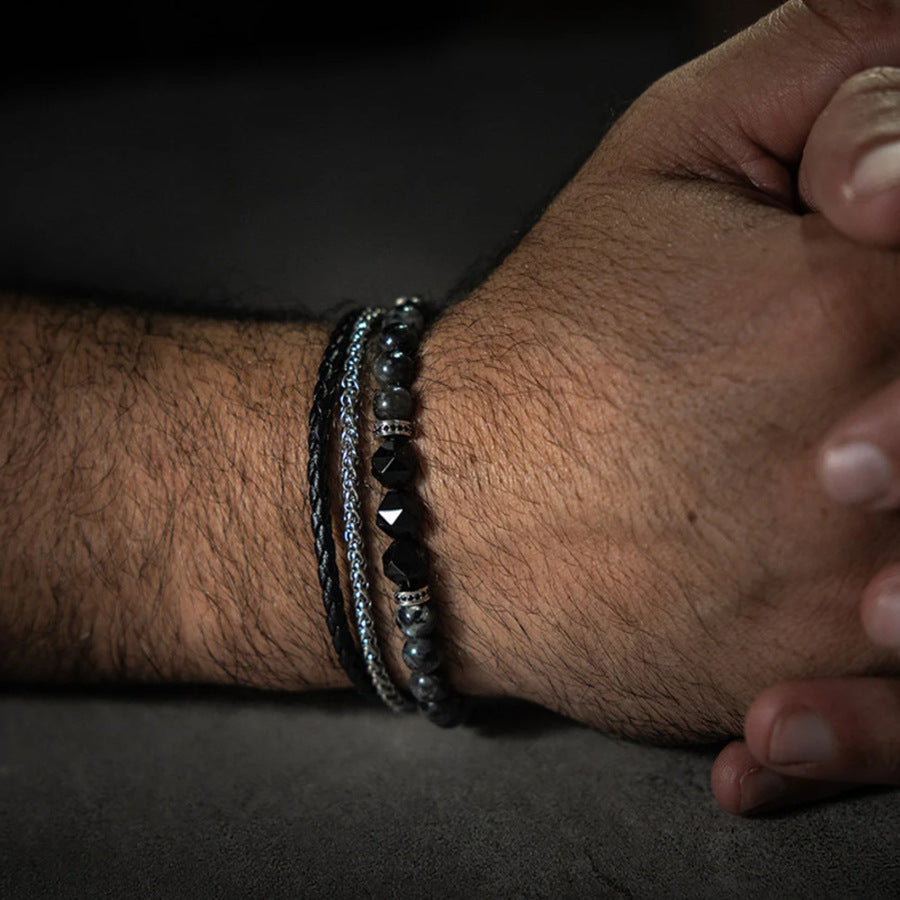 Wholesale black frosted wear copper with zirconium diamond ball flying saucer long bracelet set